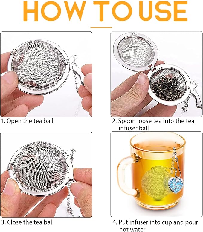 NSTaygate 2pcs Tea Infuser Tea Strainers for Loose Tea Luminous Heart Pendant Loose Leaf Tea Steeper Tea Ball Handmade Fluorescent Stone Tea Diffusers for Loose Tea Tea Sets for Women