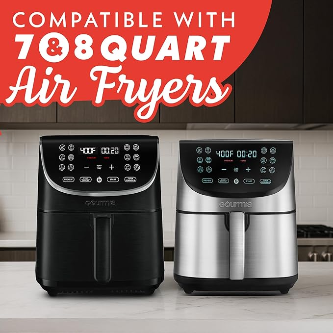 Gourmia Air Fryer Accessories Set - 3 Piece Silicone, Liner, Egg Bite Cooker, 7-Hole Cupcake Mold, BPA-Free, Nonstick, Heat Resistant 445°F, Dishwasher Safe, Food Grade