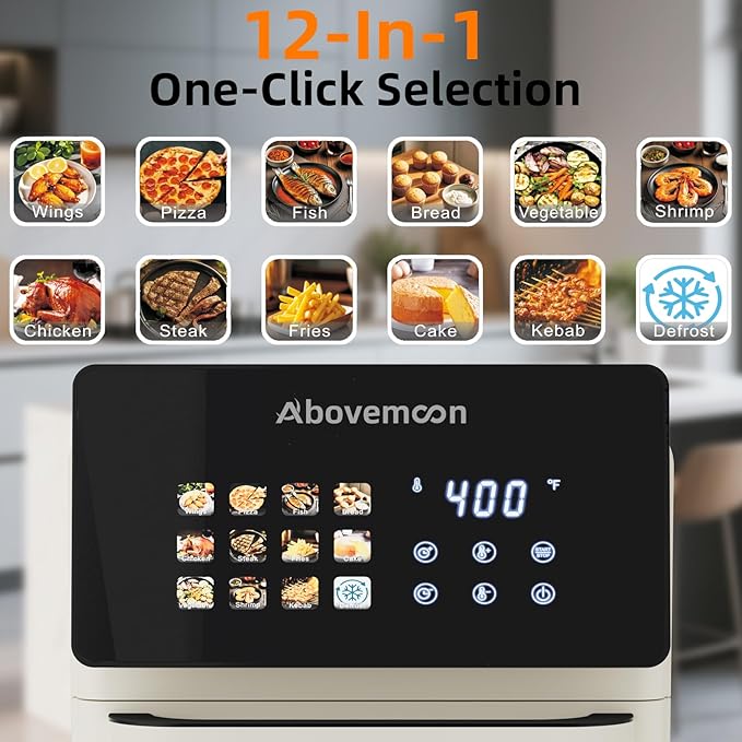 10L Large Xl Pro Air Fryer Oven With Grill Combo For Kitchen Countertop Use,12 in 1 Smart Convection Ovens,AirFryer With Glass View Window,Nonstick Basket,Fryer Liners,Removable Door-White