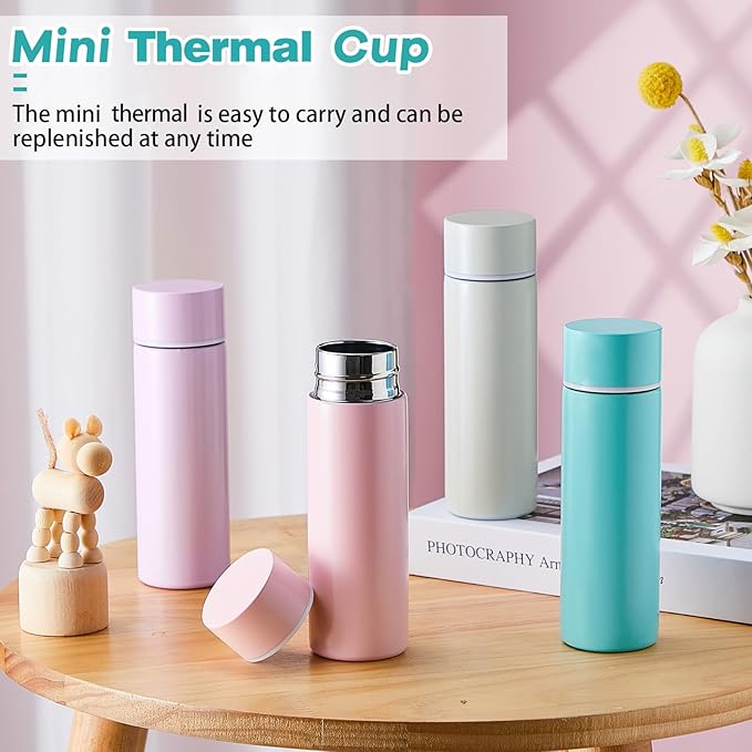 Irenare 5oz Mini Water Bottle Mini Insulated Stainless Steel Bottle Purse Water Bottle Cute Leak Proof Flask Keeps Drink Cold and Hot for Purse Women(Blue,1 Piece)