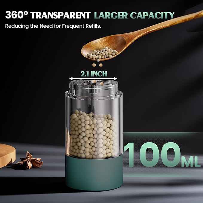 Electric Salt and Pepper Grinder Set Automatic Battery Pepper Mill Shakers Christmas Gifts for Men Adjustable Coarseness Salt and Pepper Shakers Kitchen Gadgets