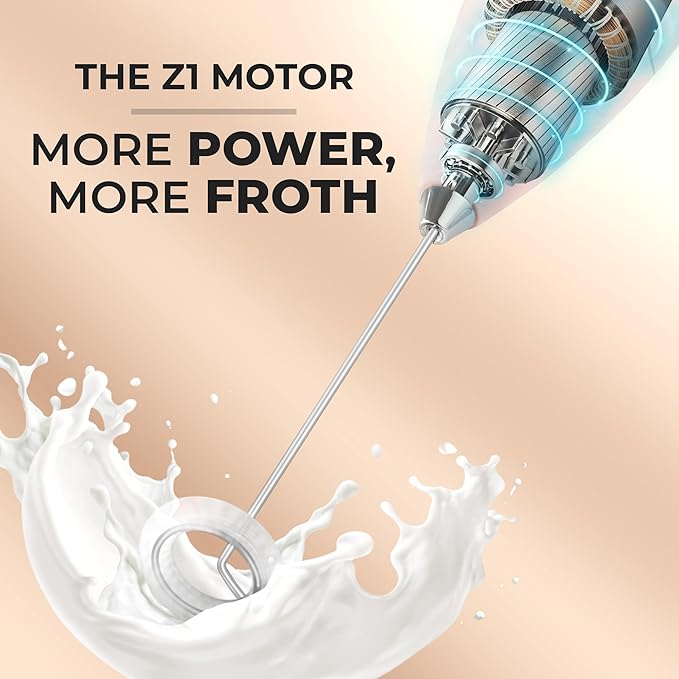 Zulay Kitchen Powerful Milk Frother Wand With 4 AA Duracell Batteries - Ultra Fast Handheld Drink Mixer - Electric Whisk Foam Maker for Coffee, Lattes, Cappuccino, Matcha & Creamer - Pink Salt