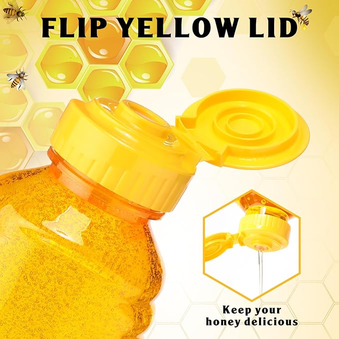 Didaey 72 Pack 16 oz Plastic Honey Bottles Clear Refillable Squeeze Honey Container Empty Honey Jars Honey Dispenser with Flip Top Lid Plastic Squeeze Bottles for Sauces Syrup Storing and Dispensing
