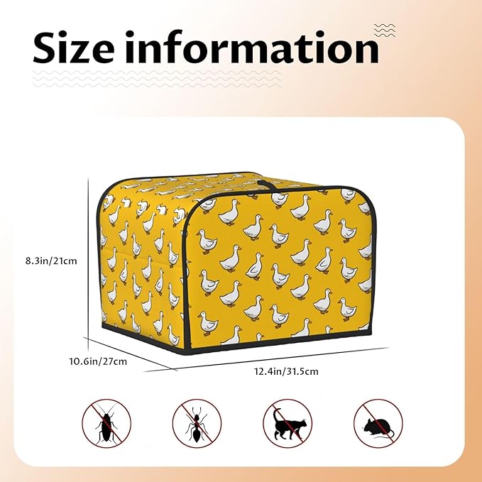 Toaster Cover 4 Slice Yellow Duck Pattern Kitchen Small Appliance Covers with Pockets Dust and Fingerprint Protection