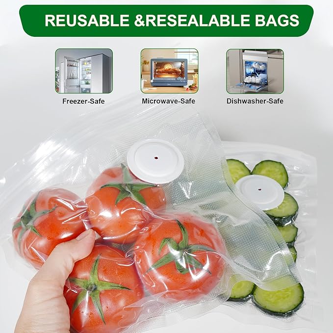 Reusable Vacuum Sealer Bags for Food Storage, 30 Pack BPA-Free (11.81 * 13.38 in), Freezer & Microwave Safe, Odor & Leak Resistant Vacuum Sealer Vacuum Bag