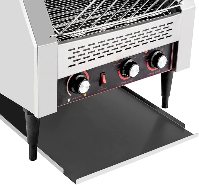 Commercial Stainless Steel Conveyor Toaster - 450 Slices/Hour, 2600W Heavy Duty, Double Heating Tubes for Home & Restaurants