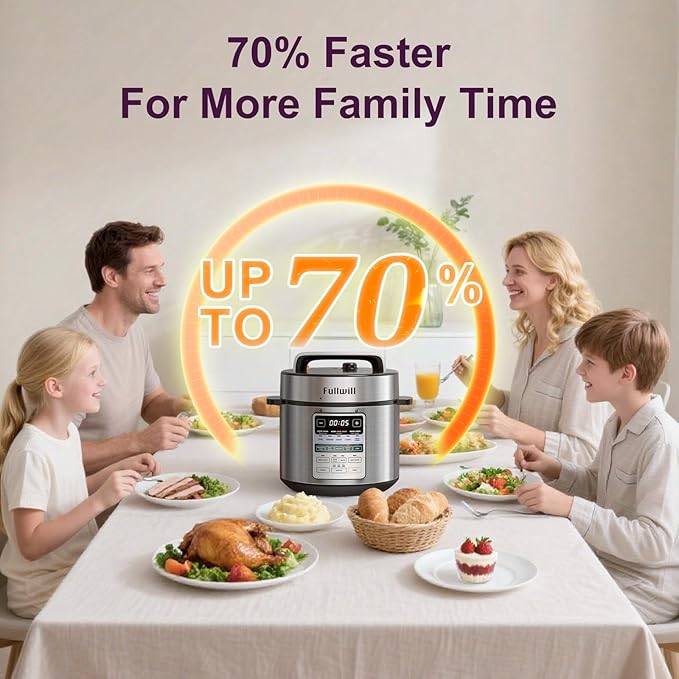 Fullwill Dual-Pot Electric Pressure Cooker 6+5QT, 12-in-1 Multi-Cooker for Pressure Cooking, Soup, Yogurt, Stew, Rice，Suitable for family meals and gatherings