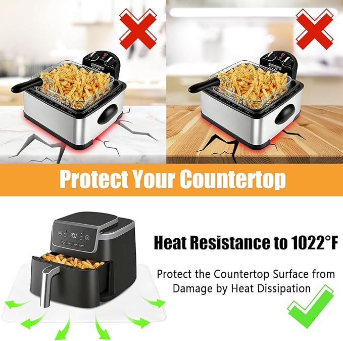 Heat Resistant Mat for Air Fryer, Deep Fryer, Countertop, 16x20in Hot Pads for Kitchen Counter Heat Protector, Under Coffee Maker Mats for Quartz Countertop Protector