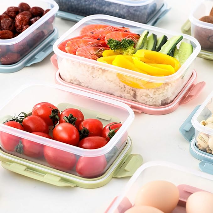 Food Storage with Airtight Lids - Meal and Lunch Containers - Stackable Microwave Safe (Blue)