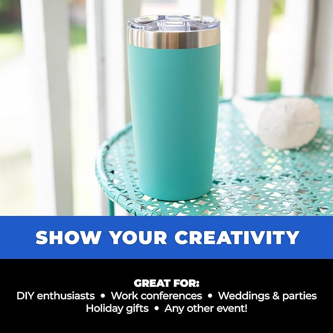6 Ct of 20 Oz Two-Tone Himalayan Stainless Steel Tumbler with Lid – Dark Green – Customizable Insulated Cups for Water, Coffee, Hot & Iced Drinks – Great for DIY, Events, Work