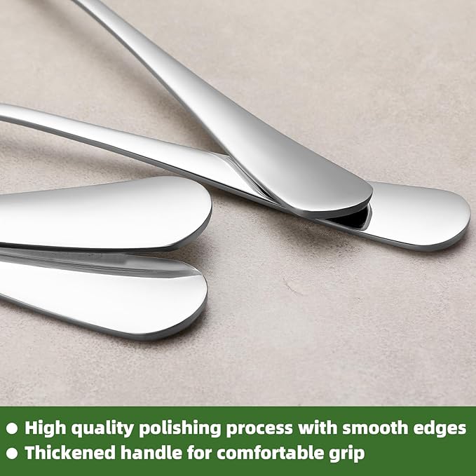 12 Pcs Forks and Spoons Silverware Set, Food Grade Stainless Steel Flatware Cutlery Set for Home, Kitchen and Restaurant, 6 Dinner Fork(8") and 6 Teaspoon(6.7"), Mirror Polished, Dishwasher Safe