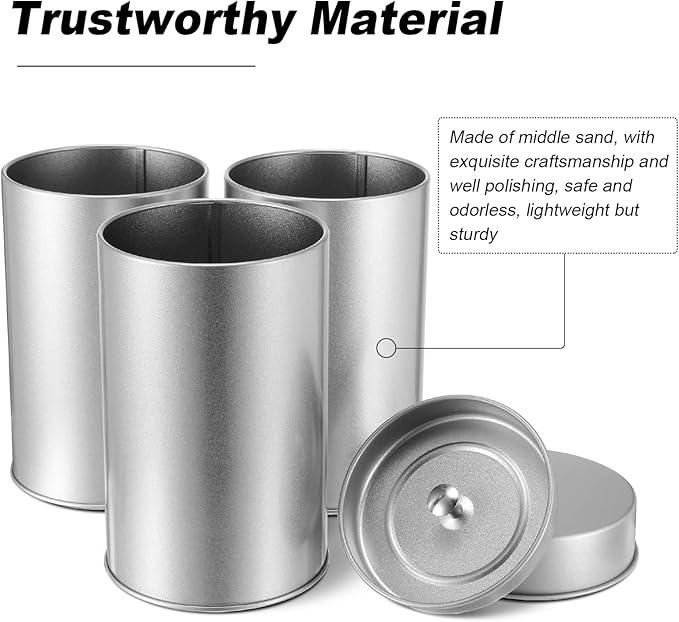 Zopeal 10 Pack Tea Tin Canister with Airtight Double Lids 12 oz Can Box Canister for Loose Leaf Tea Storage Bag Container Portable Small Kitchen for Coffee Sugar Pantry Camping, Silver