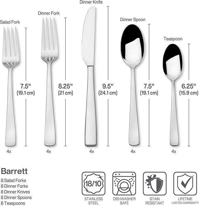 Mikasa Barrett 18.10 45 Piece Stainless Steel Cutlery Set, Service For 8
