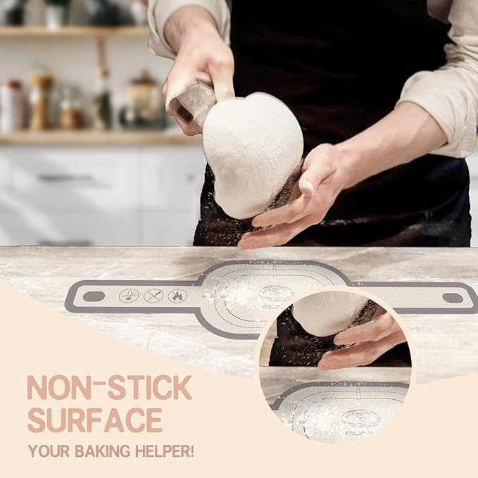 Koolstuffs Silicone Bread Sling for Dutch Oven, 2 PCS Non-Stick & Easy Clean Reusable Silicone Bread Baking Mat with Long Handles, Easy to Transfer Sourdough Bread, Gray