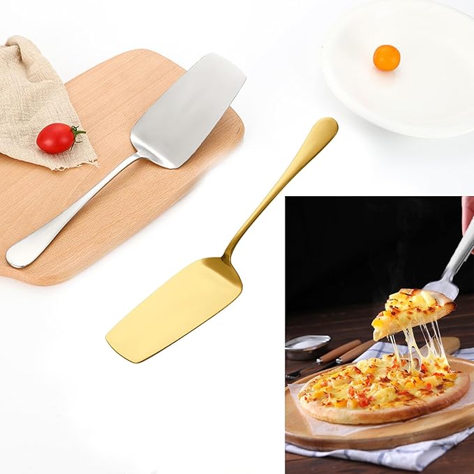 1Pcs Stainless Steel Lasagna Server,Stainless Steel Solid Turner,Stainless Steel Cake Pizza Shovels Kitchen Server (gold)