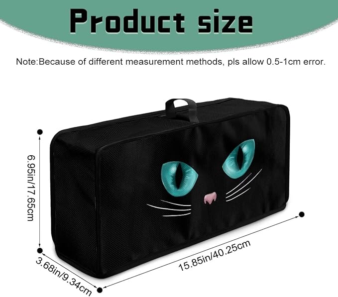 Black Cover for 2 Slice Slim Toaster Cat Face Toaster Cover 2 Slice Long Slot, Heat Resistant Lightweight Small Appliance Covers, Easy to Clean Bread Machine Protector