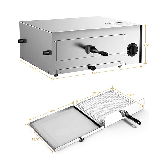 Costway Electric Oven, Stainless Steel Baker with Auto Shut-Off, Handle, Removable Tray, Countertop Pizza Maker for Kitchen & Commercial Use