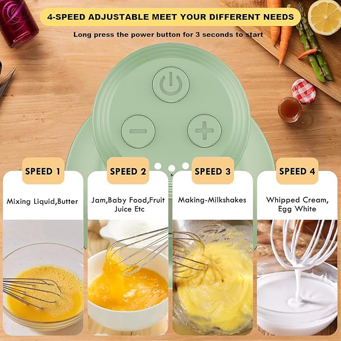 Handheld Frother,Coffee Stirrers Electric,Drink Frother Rechargeable Milk Frother, Handheld Milk Frother,Drink Mixer,Hand Mixer,Food Processor and Small Whisk,4-Speed,10Oz