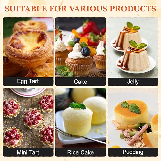 30Pcs Stainless Steel Egg Tart Molds for Baking, 2.5" Mini Tartlet Pans, Quiche Pie Tins, Puto Ensaymada Molder Filipino, Oven Dishwasher Safe Baking Cups for Tart Shells, Mini Cake, Pudding, Muffin