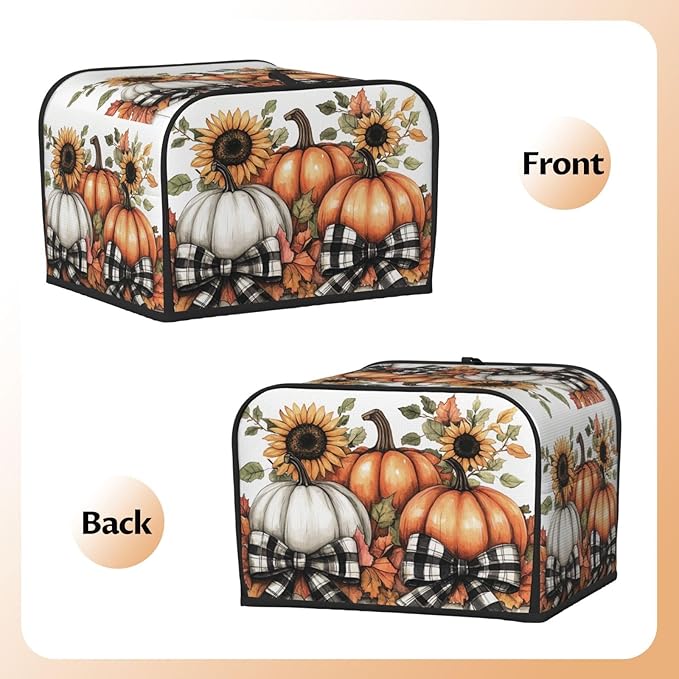 Toaster Cover 4 Slice Pumpkin Sunflower Fall Thanksgiving Kitchen Small Appliance Covers with Pockets Dust and Fingerprint Protection