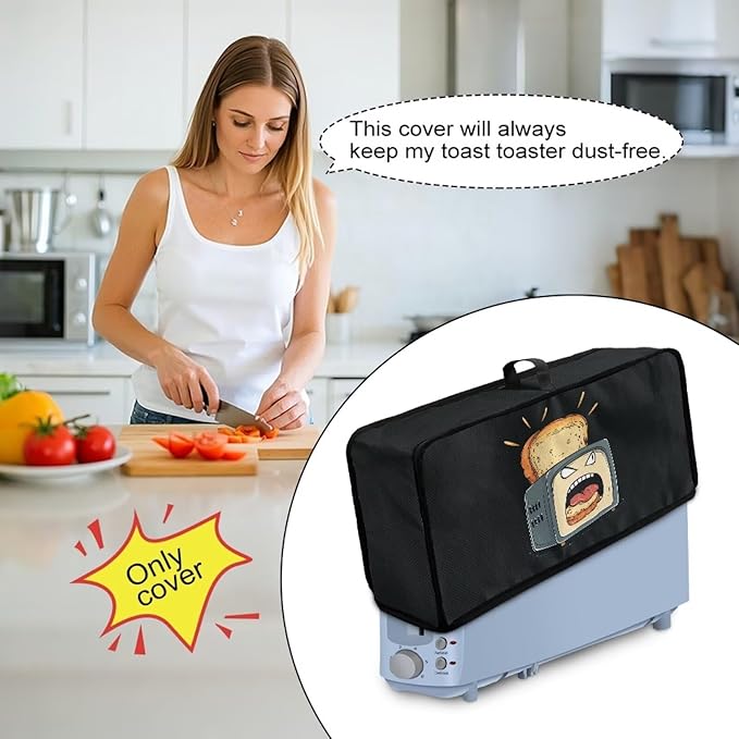 Funny Bread Toaster Cover 2 Slice, Machine Washable 2 Slice Slim Toaster Cover Protective Dust Covers for Kitchen Appliances, Heat-Resistant