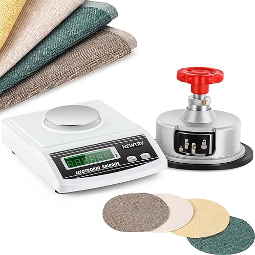 NEWTRY 600g/0.01g Electronic Fabric GSM Weight Scale Balance 110V with 0-2mm Disc Sampler Cloth Cutter for Textile Paper Non-Woven Fabrics (110V Scale + Sample Cutter)