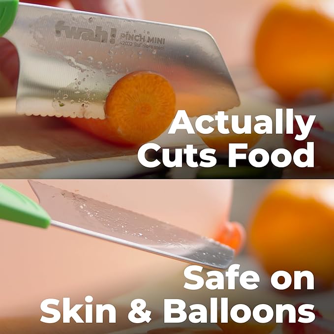 Pinch Mini Kids Kitchen Knife - Montessori Toddler Safety Knife for Real Cooking | Ages 3+ Learning Tool | Non-Slip Pinch-Grip Handle | BPA Free