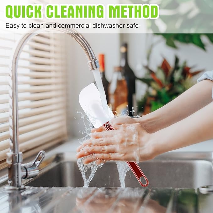 Meekoo 5 Pcs 10 Inch Rubber Spatula, 500℉ High Heat Resistant Spatulas Commercial Food Bpa Free Grade Non Stick Silicone Spatula for Baking Kitchen Cooking Dishwasher Safe