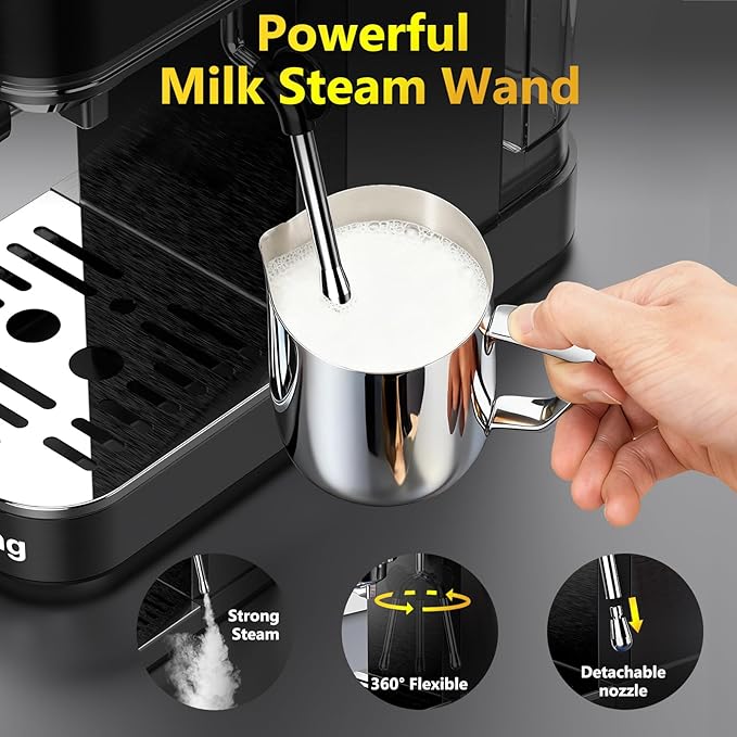 Espresso Machine 20 Bar,Touch Screen Espresso Maker with Steam Milk Frother,Compact Stainless Steel Coffee Machine for Cappuccino Latte Americano Espresso Cool,Gift for Coffee Lovers,Black