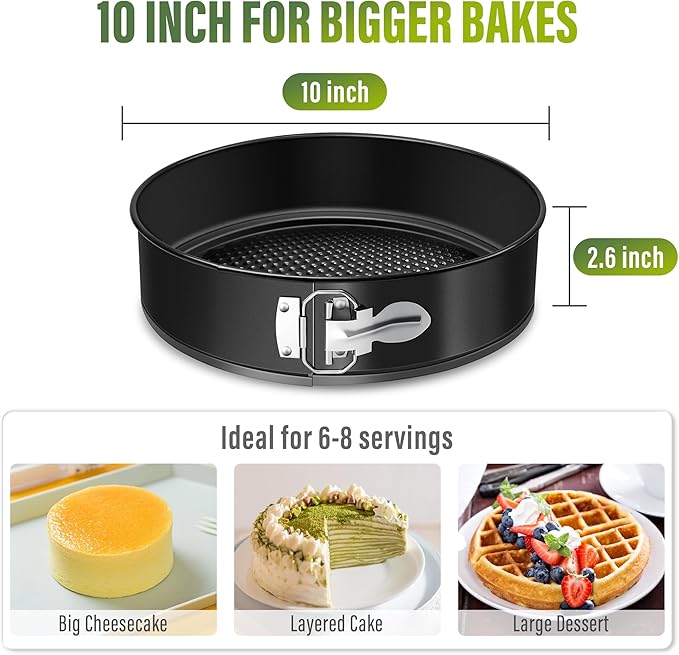 Vakoo 10 Inch Springform Pan - Nonstick, Leakproof Cheesecake Pan for Baking, Easy Release, No Parchment Paper Needed
