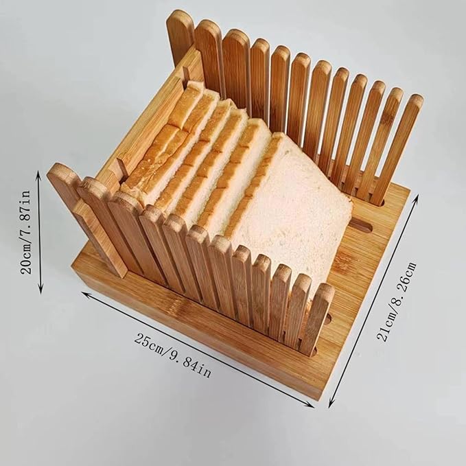 Homemade Bamboo Bread Slicer, Evenly Adjustable Bread Slicer with Picker for Bread Cakes