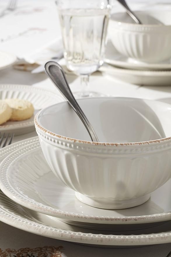 Lenox 899196 French Perle Groove 24-Piece Dinnerware Set, Service For 8