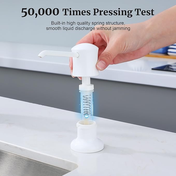 Sink Soap Dispenser for Kitchen Sink White Upgrade with 40" Silicone Extension Tube Kit, Connect to Your Soap Bottle Directly