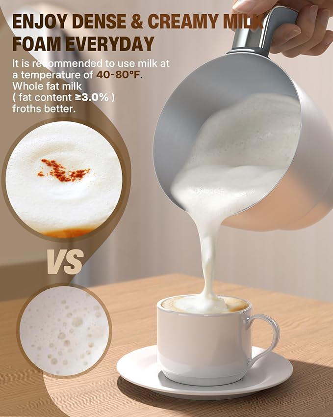 Milk Frother and Steamer, 6 in 1 Electric Foam Maker for Coffee, 16.9oz/500ml Milk Warmer for Latte, Macchiato, Cappuccino, Hot Chocolate Maker, Dishwasher Safe (Black)