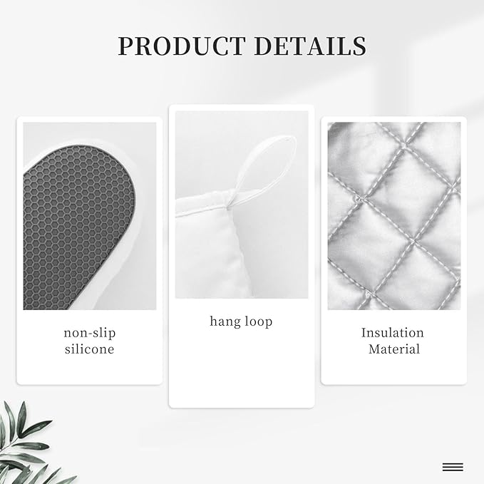 Wildflowers Floral Oven Mitts Pot Holders Set Silicone Heat Resistant Botanical Floral Oven Mitts and Hot Pads Potholders Non-Slip Oven Gloves for Cooking Baking Grilling BBQ