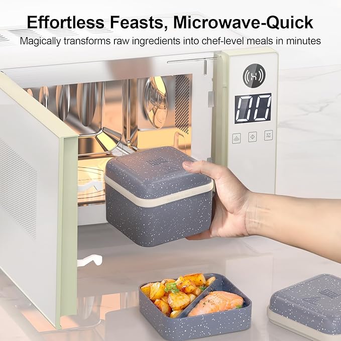 Microwave Cookware Magic Cooking Box, 7-in-1 Microwave Steamer Cooker Fast Cooking for Rice Eggs Meat Vegetables Soup, Aluminum Alloy Dishwasher Safe