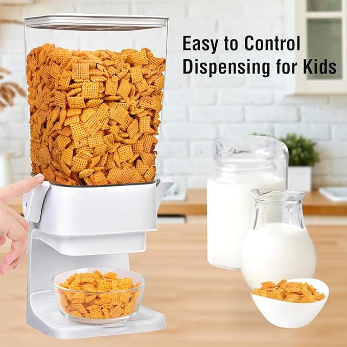 Cereal Dispenser Countertop 3pcs,5.5L Cereal Containers Storage Dispenser for Pantry,Dry Food Storage Rice Containers,Candy Dispenser,Snack Organizer Machine for Grains, Nuts,Oatmeal, Pet Food White