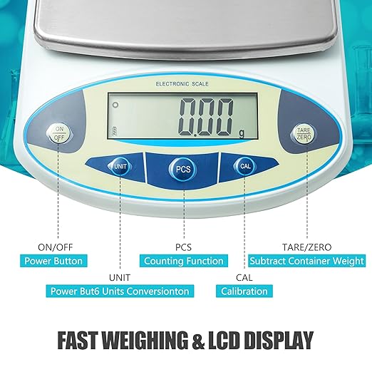 CXRCY High Precision Lab Scale 6000g x 0.001g, Analytical Electronic Balance with 11 Unit Conversion. Portable Gram Scale for Jewelry, Kitchen, Scientific & Scientific Use