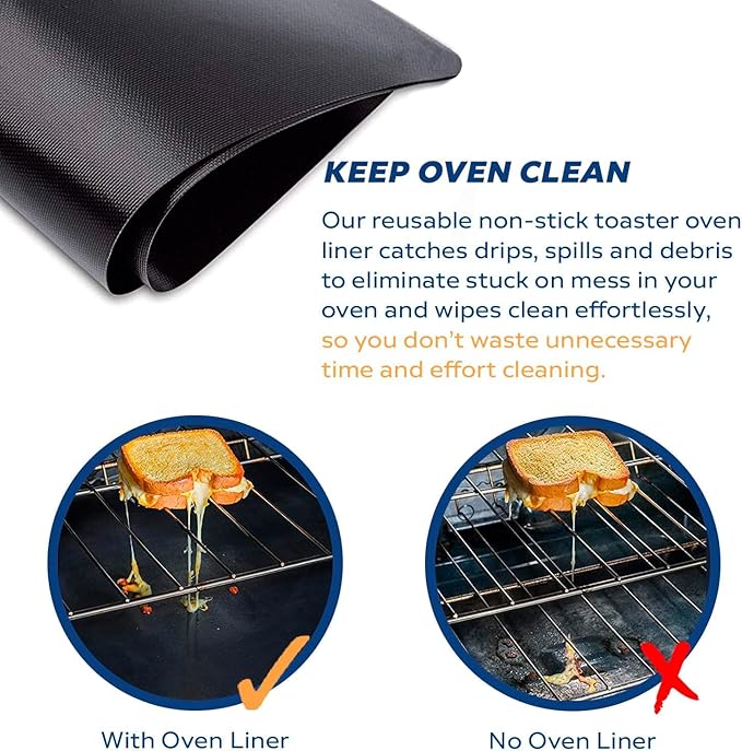 Large Teflon Mats, Reusable Non-Stick Oven Liners For Toaster Ovens, Dishwasher Safe, Oven Mat For Bottom Of Oven (13" x 16" / 2pcs) (24" x 16" 6pcs Black)