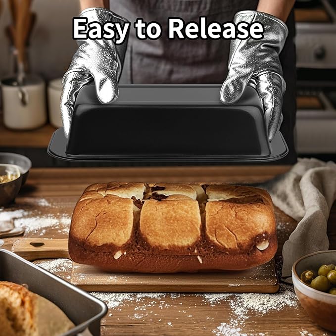 Novery 2PCS Nonstick Bread Pan - 8” x 4” Carbon Steel Loaf Baking Pans, Dishes，Rectangle Baking Supplies for Homemade Bread, Meatloaf, Cakes, Sourdough, Brownies, and Lasagnas
