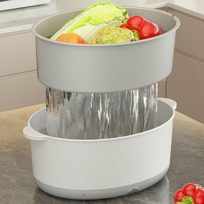 Fruit and Vegetable Washing Machine, Fruit Cleaner Device That Cleans Fresh Produce in Water, Fruit and Vegetable Cleaner, Fruit and Veggie Purifier (Second Generation White)