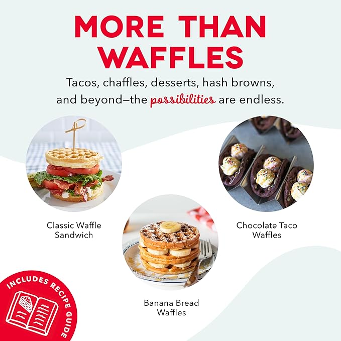 Dash Mini Waffle Maker- Compact Electric Iron for Creative Homemade Treats - PTFE nonstick surface - Easy-to-Clean - Perfect for Kids & Families - Black
