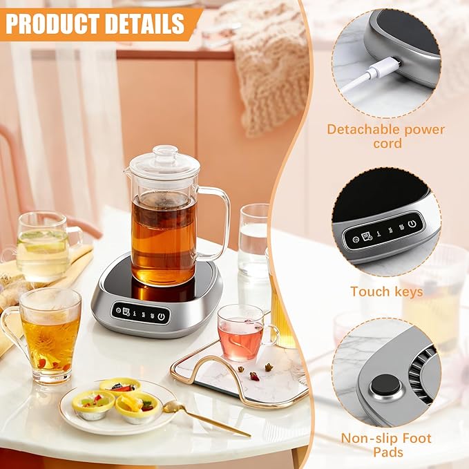Coffee Mug Warmer, USB Charging Coffee Cup Warmers for Desk, Three Adjustable Electric Drink Cup Heater for Chocolate Tea Hot Cocoa Milk, Kitchen Accessories, No Battery for Home/Office Use