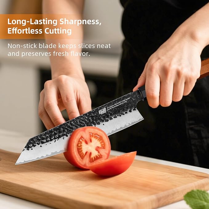 FINDKING Japanese Kiritsuke Knife, 9 Inch Gyuto Chef Knife, Kitchen Knife with High Carbon Steel Blade, Octagonal Handle, for Meat, Fish, Vegetables and Fruits, Dynasty Series