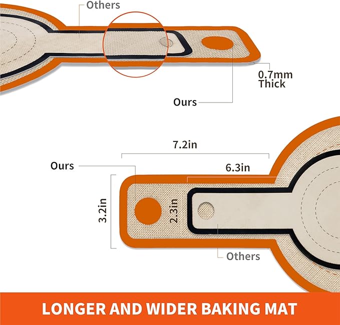 PLAPITATE Silicone Bread Sling for Dutch Oven Liner, Non Stick 2 PCS, Easy Clean Reusable Silicone Baking Mat with Long Handles, Easy to Transfer Sourdough Bread, Orange