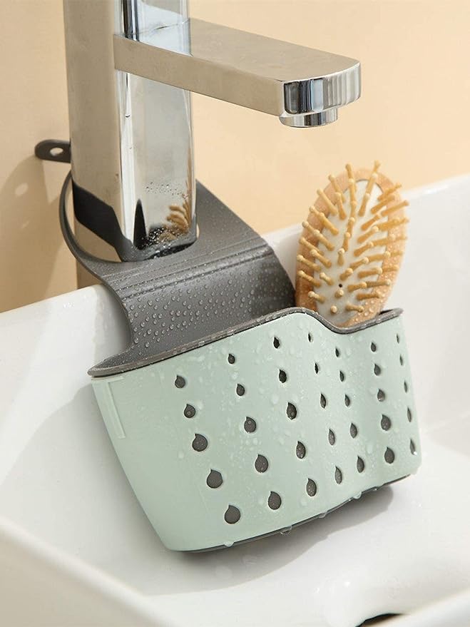 VANVENE Kitchen Sink Shelf Soap Sponge Drain Rack Holder Double Decker Hanging Basket Storage Suction Cup Kitchen Organizer Sink Accessories Wash Dropshipping-Blue,1Pcs