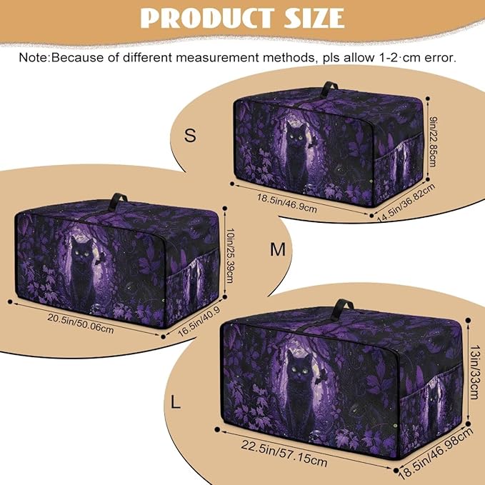 Countertop Convection Oven Cover Decorative and Protective Air Fryer Toaster Oven Dust Cover for Home Kitchen Indoor Decor, M, Black Cat Skull Bat Violet Forest Halloween