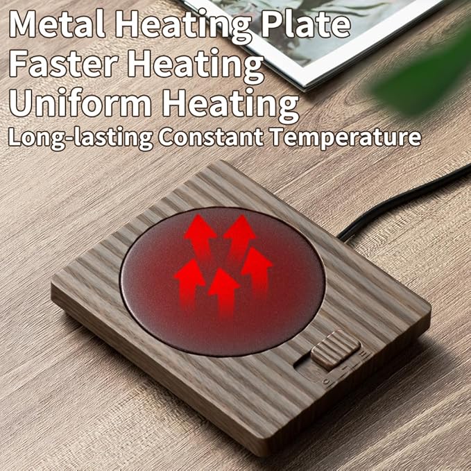 Coffee Mug Warmer - Fastest Heating Cup Warmer for Office Desk Accessories with Metal Heating Panel & 2 Temperature Settings for Coffee, Cocoa, Milk, Tea & Candles (Pink)