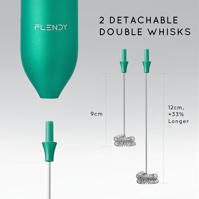 Flendy Rechargeable Milk Frother Handheld, Coffee Frother Handheld with USB-C Charging Stand, Electric Drink Mixer Handheld, Mini Electric Whisk Frother for Coffee, Matcha, etc