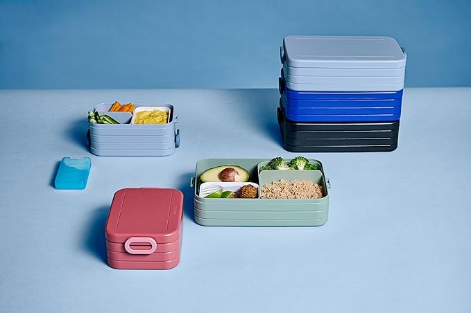 Mepal Bento Box Midi - Bento Lunch Box For 2 Sandwiches or 4 Bread Slices - Adults, Snacks & Leftovers - Vivid Mauve